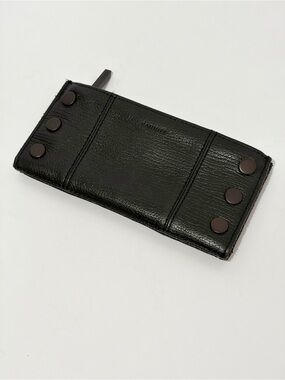 Hammitt 110 North Wallet In Black Bitters Textured Leather/Bronze Hardware